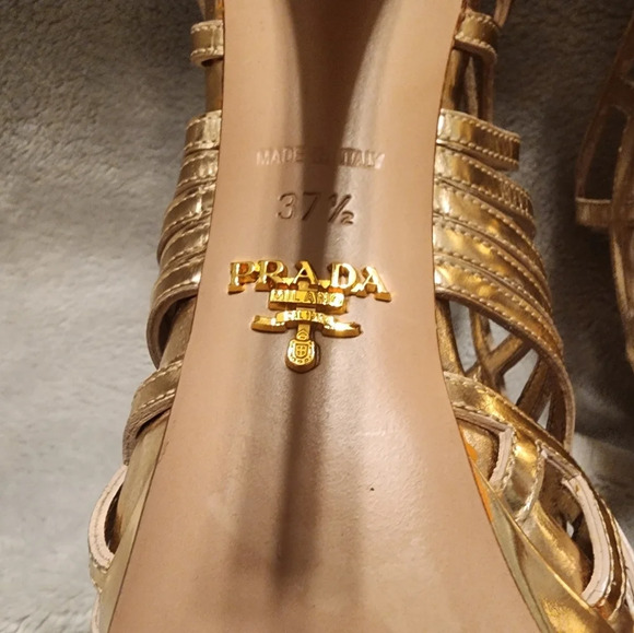 Prada Rose Gold Caged Sandals size EU 37.5 authentic - Picture 6 of 8